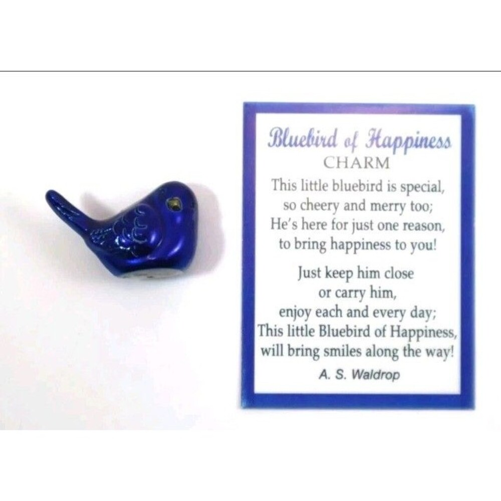 Y5 BLUEBIRD OF HAPPINESS Pocket charm blue bird figurine Ganz  miniature